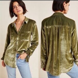 Anthropologie Maeve Olive Green Shirt